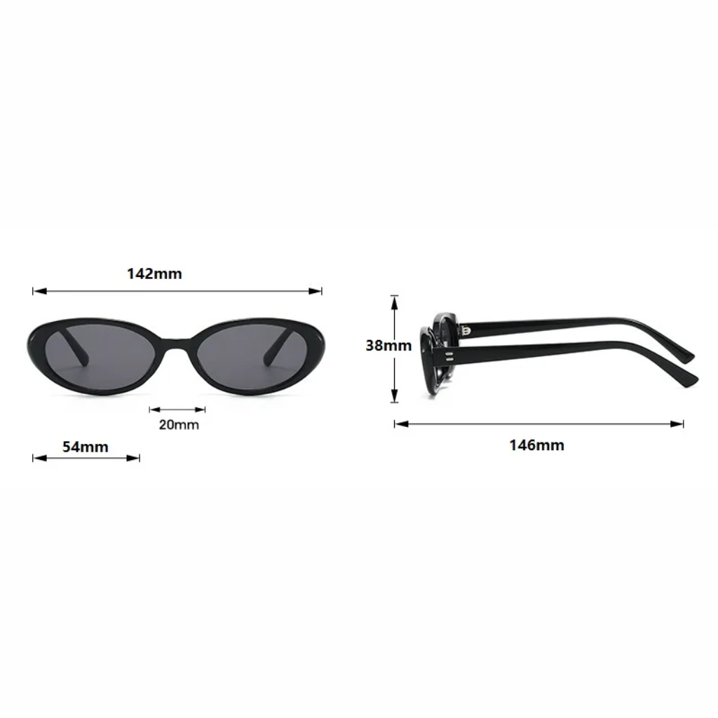 Oval Sunglasses for Women - Vintage Retro Glasses, Narrow