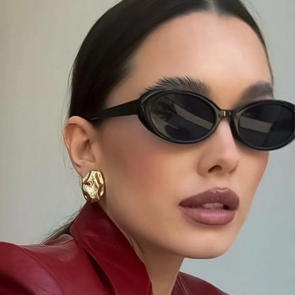 Oval Sunglasses for Women - Vintage Retro Glasses, Narrow