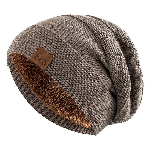 Fur-Lined Beanie - Warm Winter Hat-Frozenoir-Khaki-
