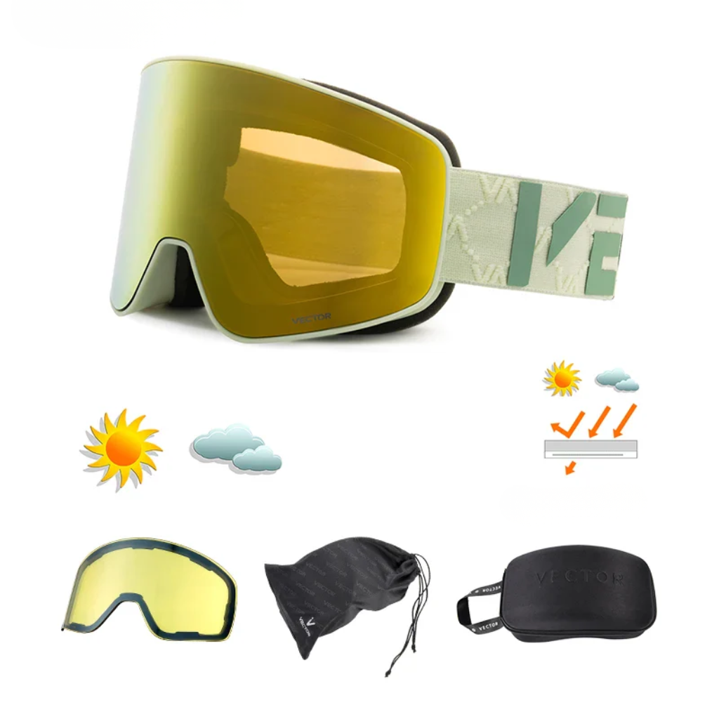 Ski Goggles - Mirrored Magnetic Interchangeable Lens, Anti-Fog