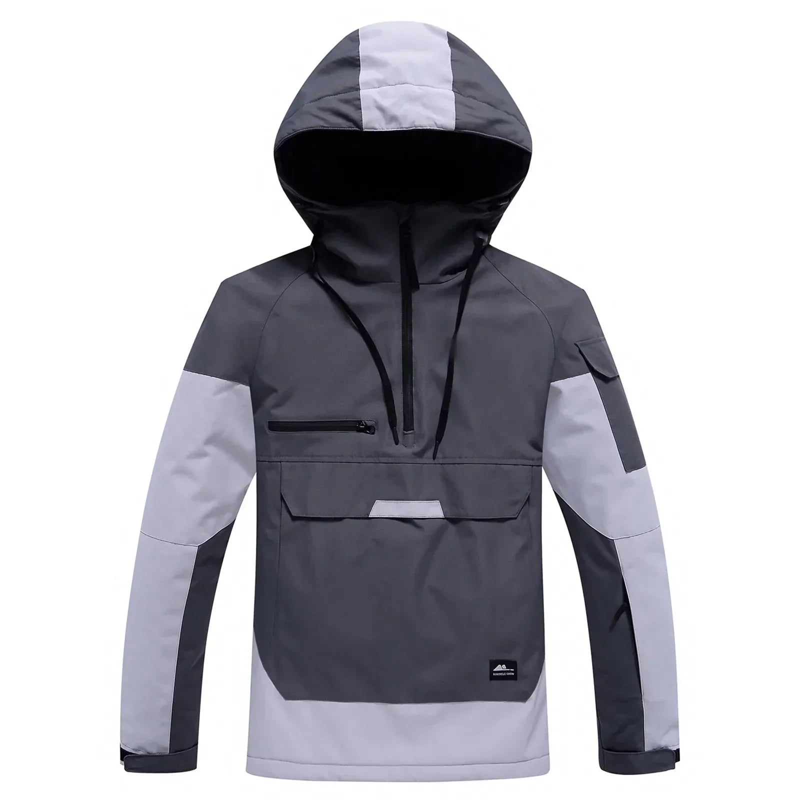 Hooded Ski Jacket - Half-Zip Snowboard Anorak-Frozenoir-Gray-s-