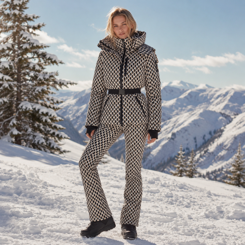 Women's One Piece Ski Suit - Hooded Alpine Chic