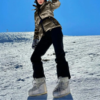 Women's Silver Ski Jacket | Water-Resistant Belted Metallic