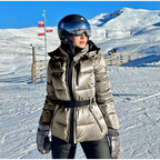 Women's Silver Ski Jacket | Water-Resistant Belted Metallic