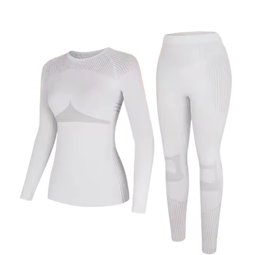 Women's Ski Base Layer Set - Thermal Top & Bottoms-Frozenoir-White-s-